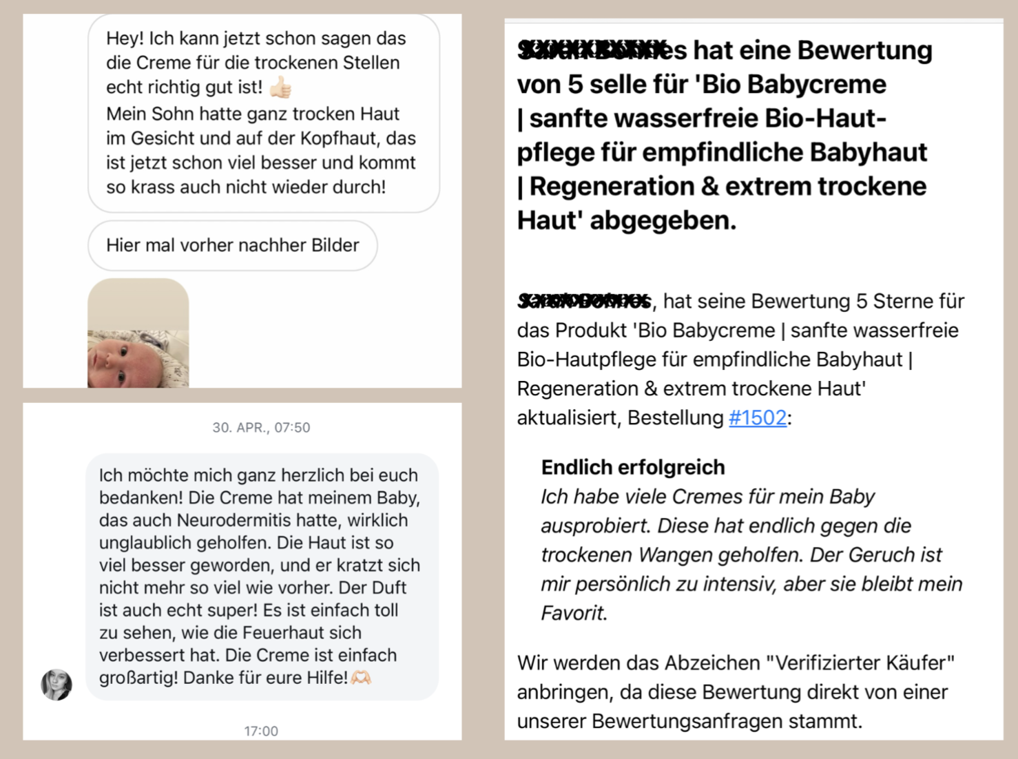 Bio Babycreme | sanfte wasserfreie Bio-Hautpflege für empfindliche Babyhaut | Regeneration & extrem trockene Haut