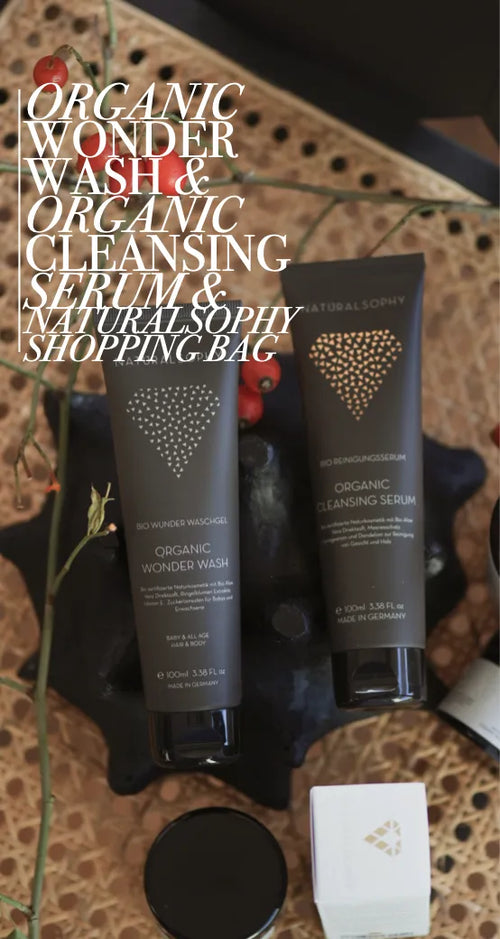 Bio Familienpflege & Lifestyle Paket: Wonder Wash, Reinigungs-Serum & Naturalsophy Tasche