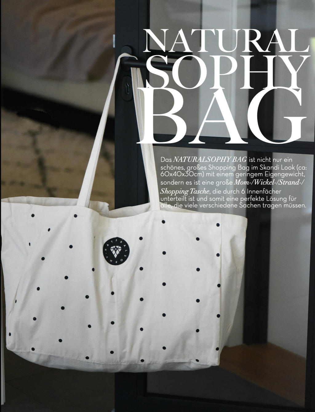 Naturalsophy-Bag - Shopping-Bag - Bio-Shopping-Bag - Großes-Bag - Umweltfreundliches-Bag - Stilvolles-Bag - Funktionales-Bag - Großzügige-Abmessungen - Innenfächer-Bag - Einkäufe-Tragen - Strandutensilien-Bag - Wickelbedarf-Bag - Müheloses-Tragen - Stilvolles-Bag